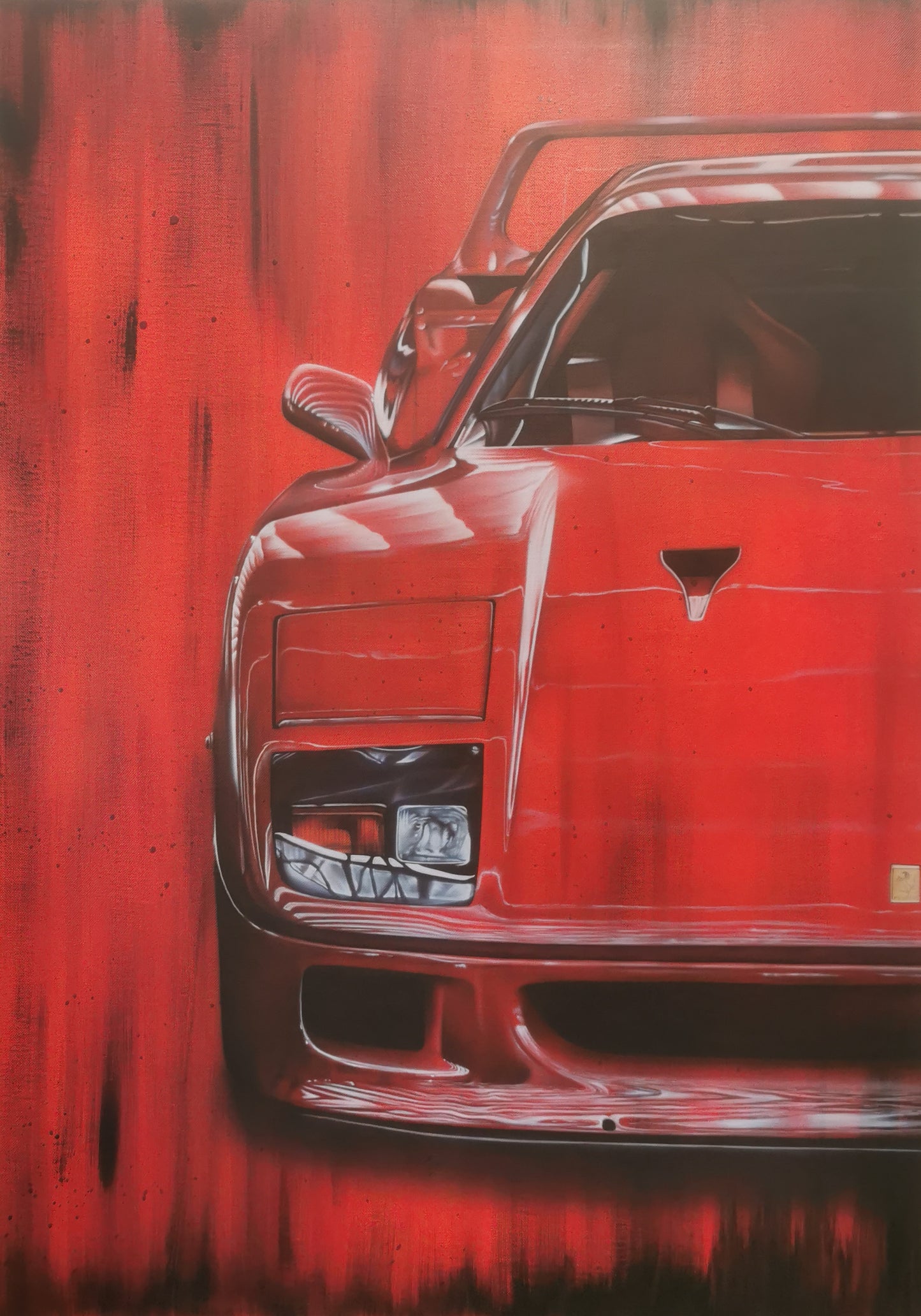 F40 rouge-œuvre originale -66x92cm