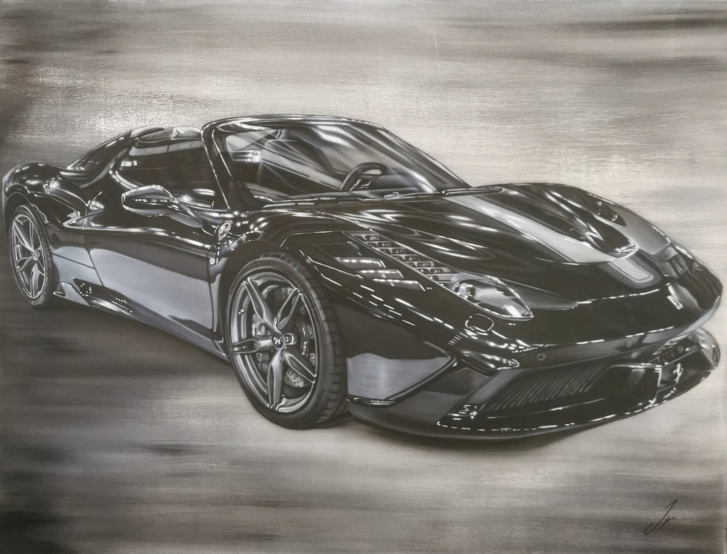 Ferrari 458 Special Spider - Oeuvre Originale-50x65cm