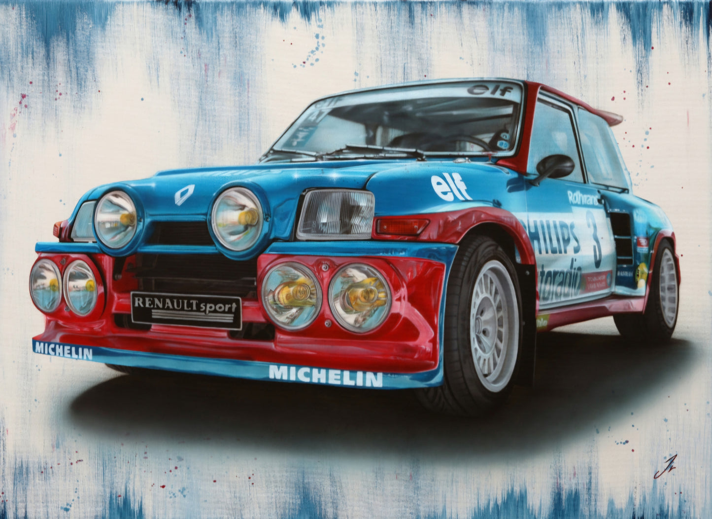 R5 turbo2 look Maxi- Oeuvre originale- 90x70cm
