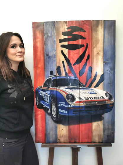 Porsche du Dakar -Œuvre originale 70 x 100cm